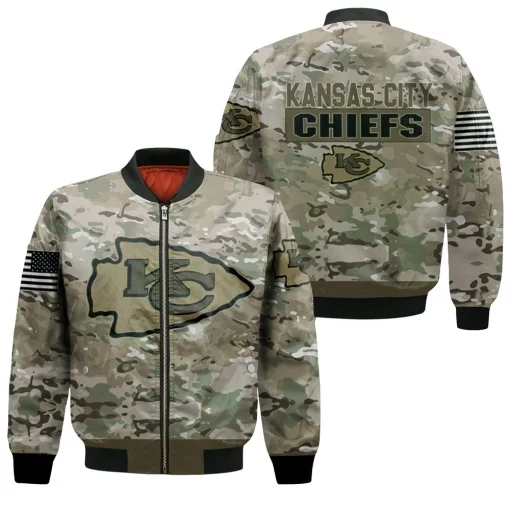 Kansas City Chiefs Camouflage Veteran 3d Jersey Bomber Jacket