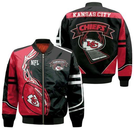 Kansas City Chiefs Nfl Fan Fleece 3d Jersey Bomber Jacket