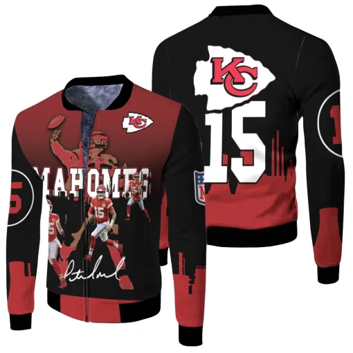 Kansas City Chiefs Patrick Mahomes 3d Jersey Fleece Bomber Jacket