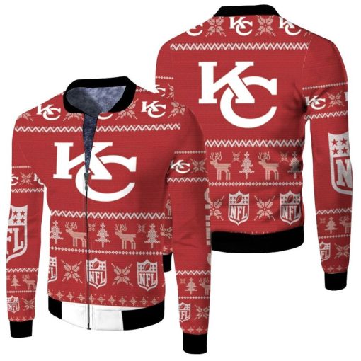 Kansas City Chiefs Ugly Sweatshirt Christmas 3d Fleece Bomber Jacket