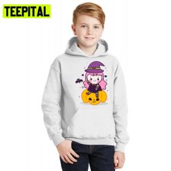 Kawaii Girl Cartoon On Pumpkin Trick Or Treat Halloween Illustration Hoodie