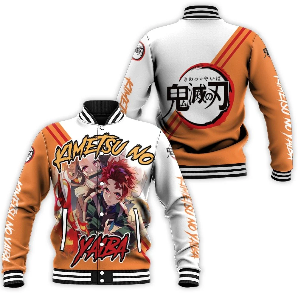 Kimetsu No Yaiba Kamado Tanjiro Kamado Nezuko Fire Baseball Jacket