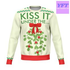 Kiss It Under The Mistletoe Funny Meme 2022 Design 3d Ugly Christmas Sweater