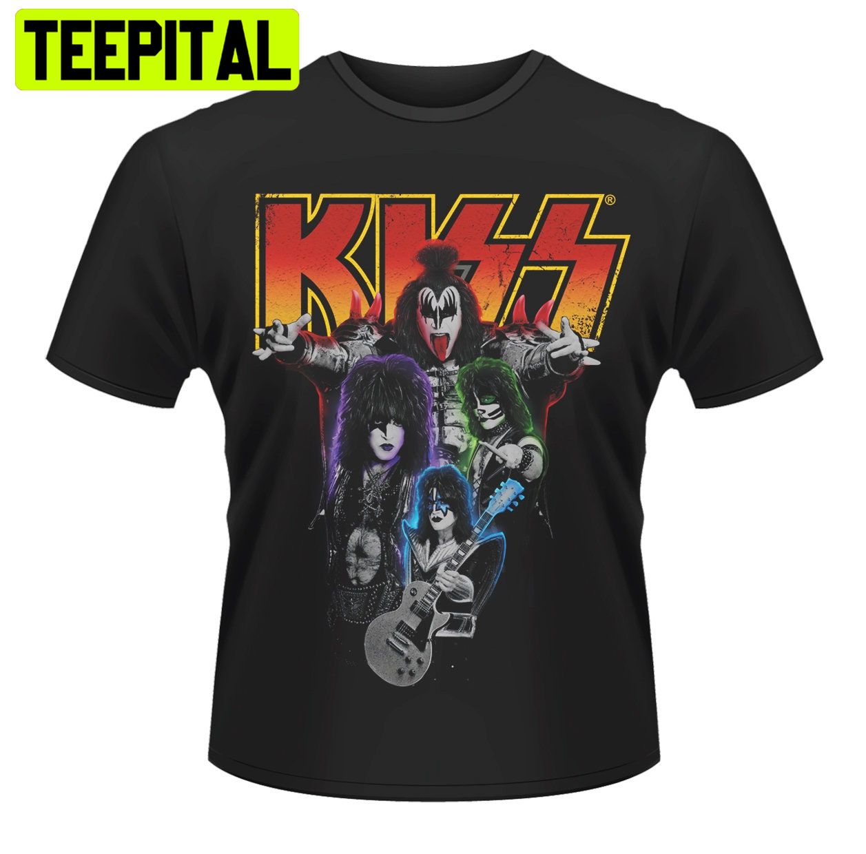 Kiss Neon Band Rock Heavy Metal Gene Simmons Trending Unisex Shirt