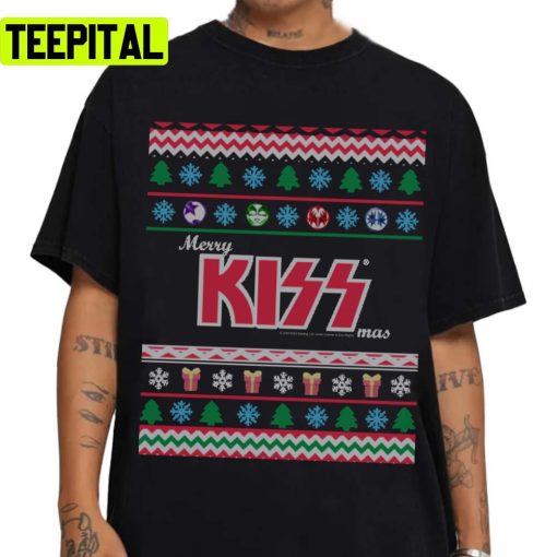 Kiss The Band Merry Kissmas Knit Pattern Ugly Unisex Sweatshirt