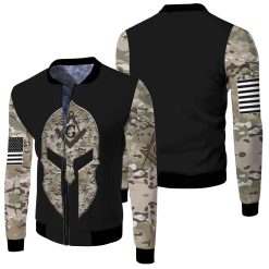 Knight Camo Pattern Freemasonry 3d Jersey Fleece Bomber Jacket