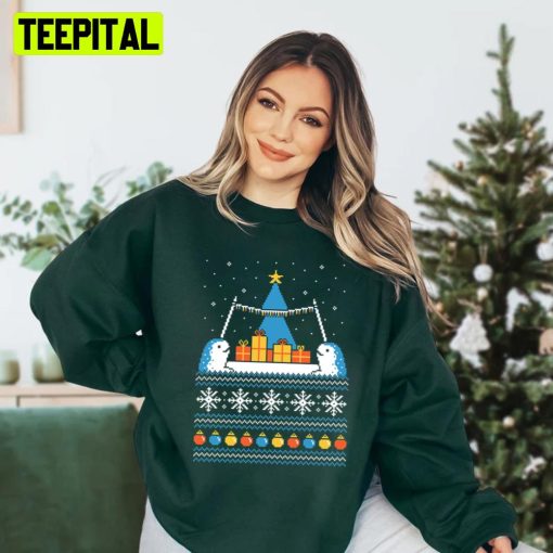 Knit Pattern Christmas Narwhals Ugly Unisex Sweatshirt