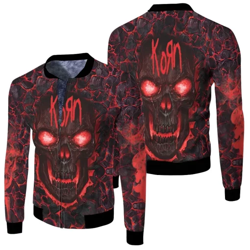 Korn Lava Skull 3d Full Jersey Fleece Bomber Jacket