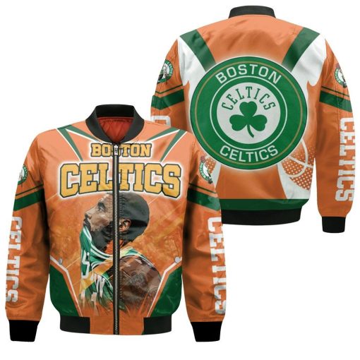 Kyrie Irving 11 Boston Celtics Orange Background Bomber Jacket