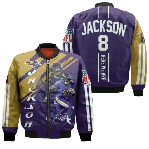 Lamar Jackson Baltimore Ravens 3d Jersey Bomber Jacket