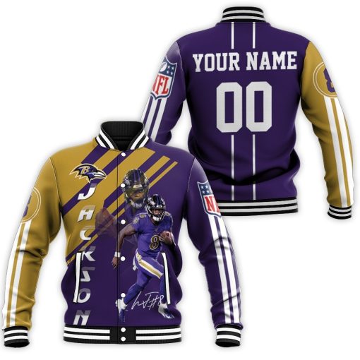 Lamar Jackson Baltimore Ravens 3d Personalized Baseball Jacket