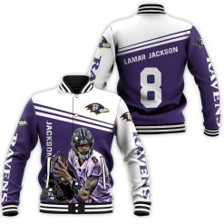 Lamar Jackson Baltimore Ravens 8 Legend 3d Baseball Jacket