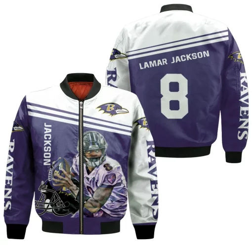 Lamar Jackson Baltimore Ravens 8 Legend 3d Bomber Jacket