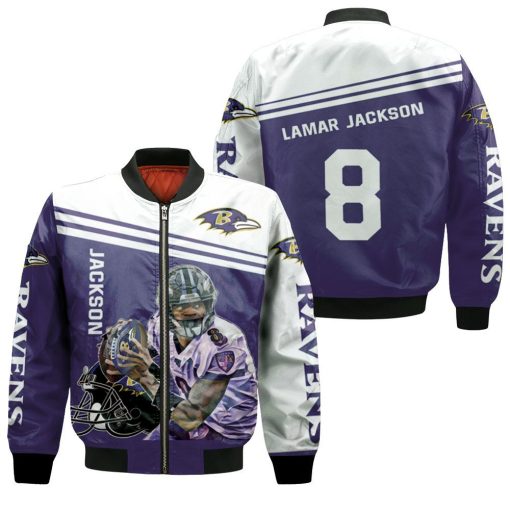 Lamar Jackson Baltimore Ravens 8 Legend 3d Jersey Bomber Jacket