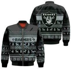 Las Vegas Raiders Christmas 3d Jersey Bomber Jacket