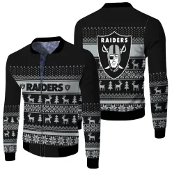 Las Vegas Raiders Christmas 3d Jersey Fleece Bomber Jacket