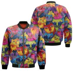 Laurel Burch Cat Painting 3d Jersey Bomber Jacket