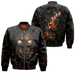 Lava Skull Cincinnati Bengals 3d Jersey Bomber Jacket