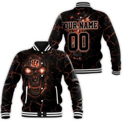 Lava Skull Cincinnati Bengals 3d Personalized Baseball Jacket