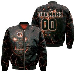 Lava Skull Cincinnati Bengals 3d Personalized Bomber Jacket