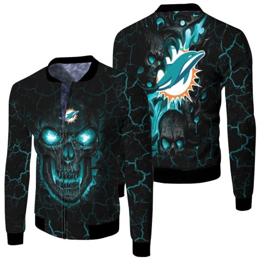 Lava Skull Dolphins 3d Jersey Fleece Bomber Jacket