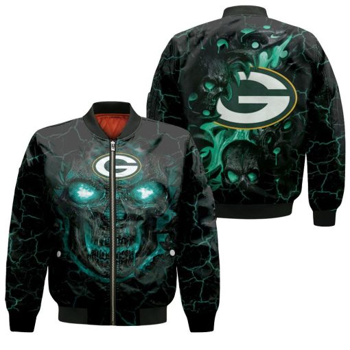 Lava Skull Green Bay Packers 3d Jersey Bomber Jacket