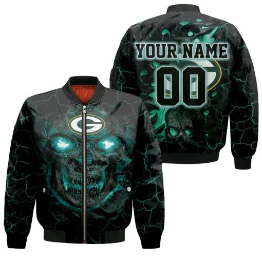 Lava Skull Green Bay Packers 3d Personalized Bomber Jacket