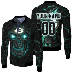 Lava Skull Green Bay Packers 3d Personalized Fleece Bomber Jacket