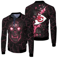 Lava Skull Kansas City Chiefs 3d Jersey Fleece Bomber Jacket