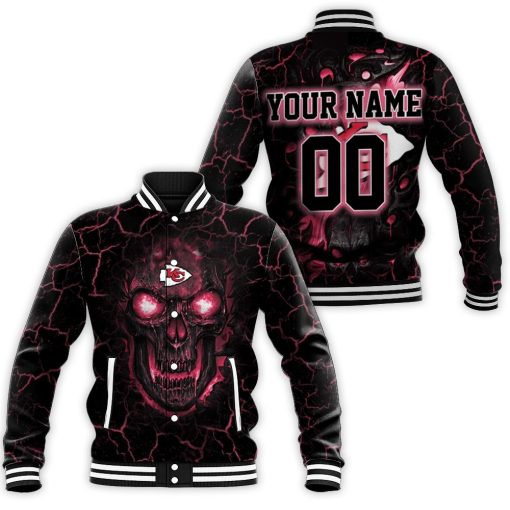 Lava Skull Kansas City Chiefs 3d Personalized Baseball Jacket