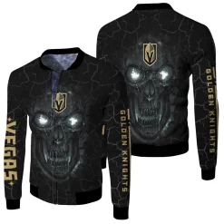 Lava Skull Vegas Golden Knights 3d Jersey Fleece Bomber Jacket