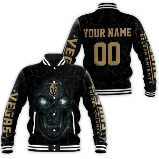 Lava Skull Vegas Golden Knights 3d Personalized Baseball Jacket