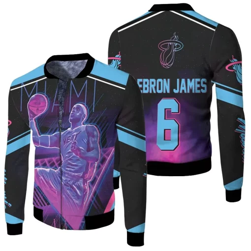 Lebron James 6 Miami Heat Legend Vice Art For Fan Fleece Bomber Jacket