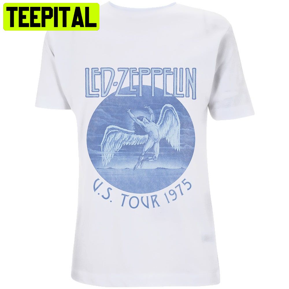 Led Zeppelin Tour ’75 Blue Wash Trending Unisex Shirt