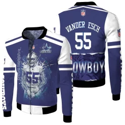 Leighton Vander Esch 55 Dallas Cowboys 3d Fleece Bomber Jacket