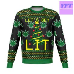 Let’s Get Lit Funny Meme 2022 Design 3d Ugly Christmas Sweater