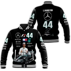 Lewis Hamilton Mercedes Signed 3d Baseball Jacket