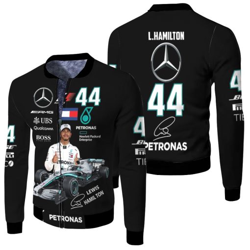 Lewis Hamilton Mercedes Signed 3d Fleece Bomber Jacket