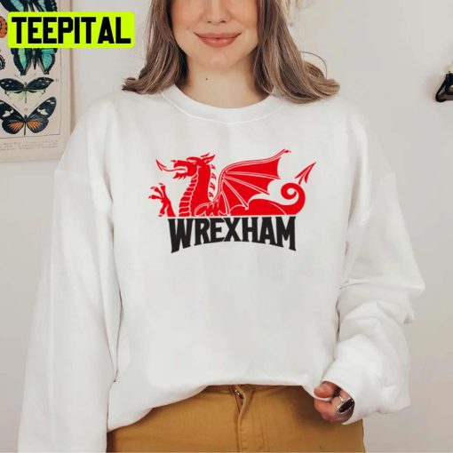 Logo Wrexham Red Dragons Wht Unisex T-Shirt