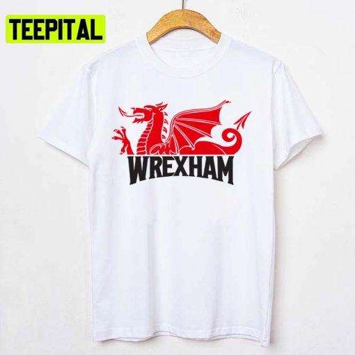 Logo Wrexham Red Dragons Wht Unisex T-Shirt