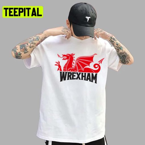 Logo Wrexham Red Dragons Wht Unisex T-Shirt