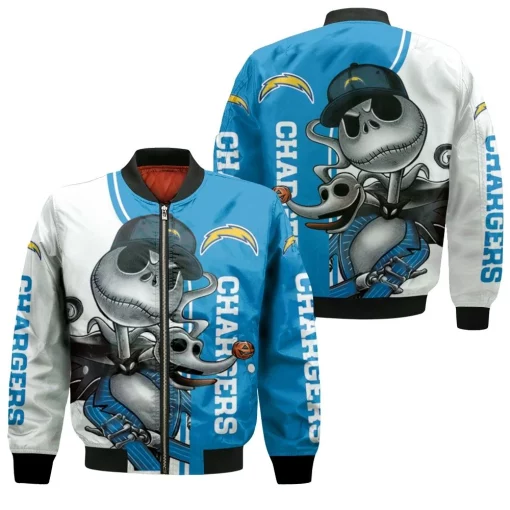 Los Angeles Chargers Jack Skellington And Zero Bomber Jacket