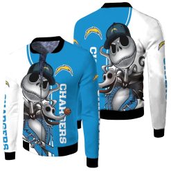 Los Angeles Chargers Jack Skellington And Zero Fleece Bomber Jacket