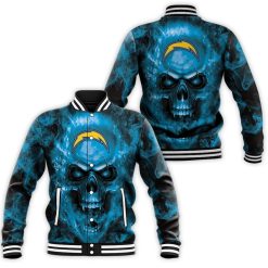 Los Angeles Chargers Nfl Fans Skull Baseball Jacket