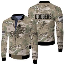 Los Angeles Dodgers Camouflage Veteran 3d Jersey Fleece Bomber Jacket