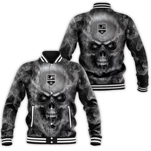 Los Angeles Kings Nhl Fans Skull Baseball Jacket