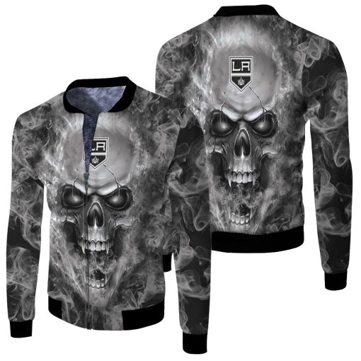 Los Angeles Kings Nhl Fans Skull Fleece Bomber Jacket