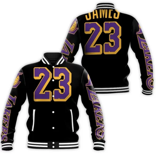 Los Angeles Lakers 23 Lebron James Baseball Jacket