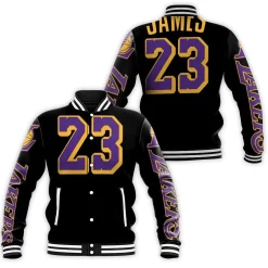 Los Angeles Lakers 23 Lebron James Jersey Inspired Baseball Jacket