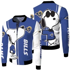 Los Angeles Rams Snoopy Lover 3d Printed Fleece Bomber Jacket